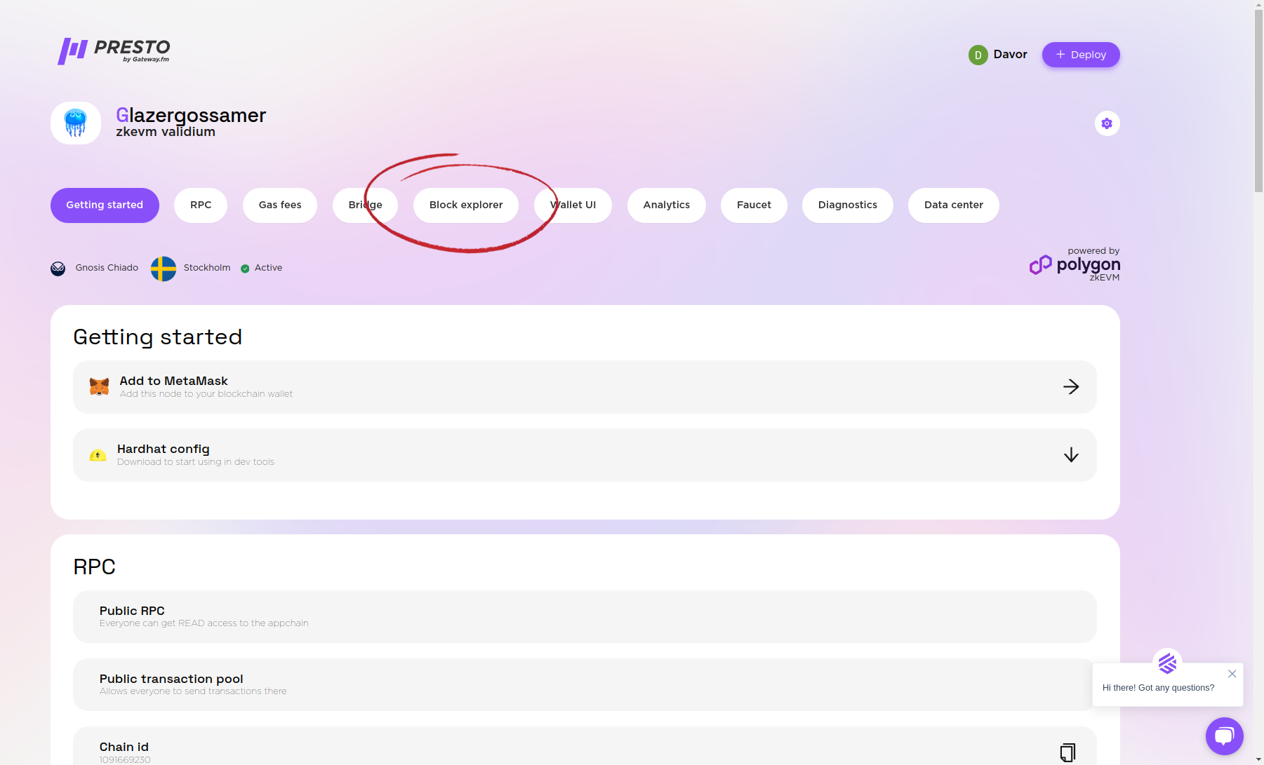 Dashboard Blockchain Explorer